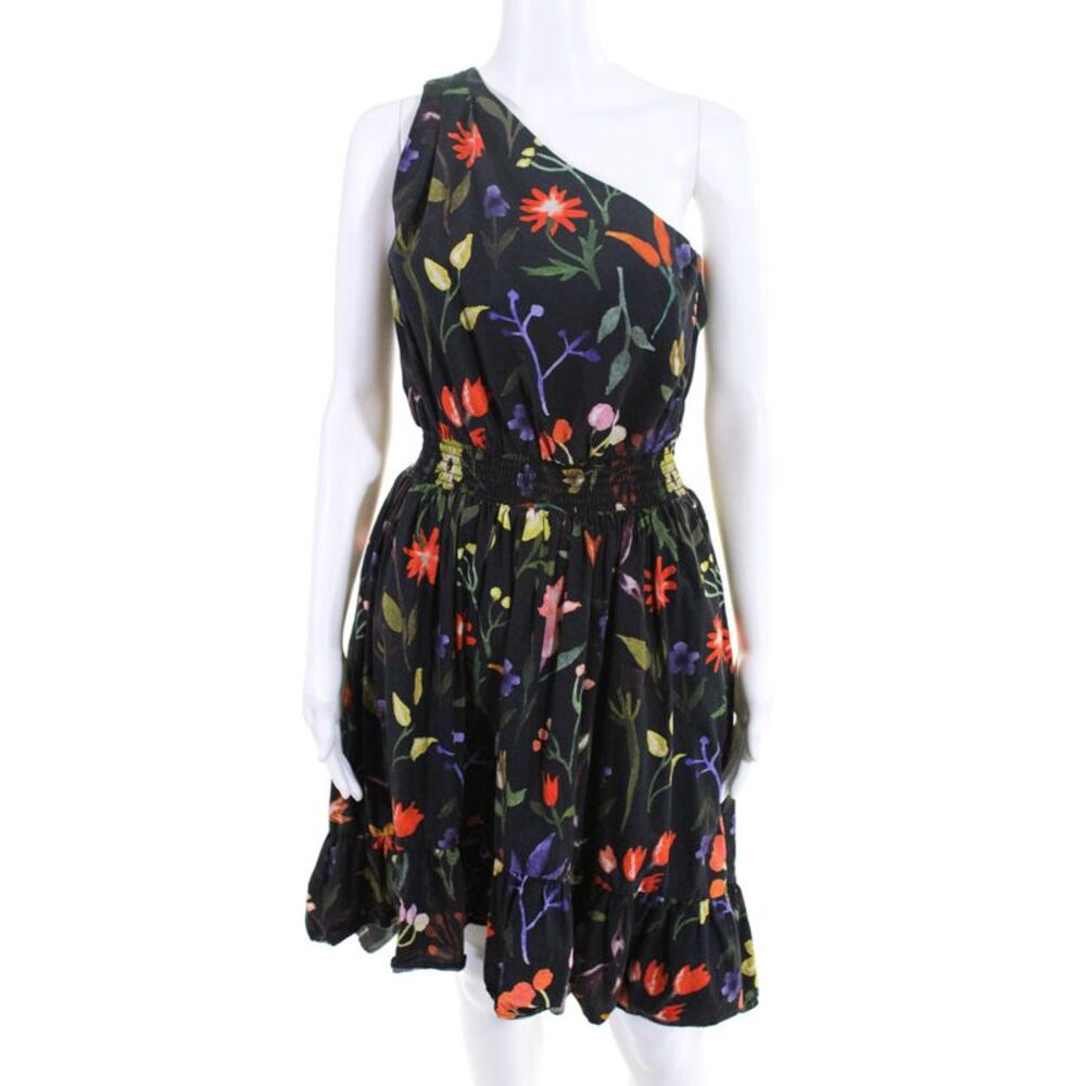 Slate & Willow Womens Floral One Shoulder A Line Dress Black Size 6 11163012